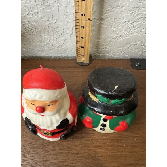 Vintage Pair Of Unused Christmas Candles ~ Santa And Snowman - Picture 5 of 5